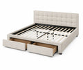Stoffbett mit Schubladen Beige 200x160cm