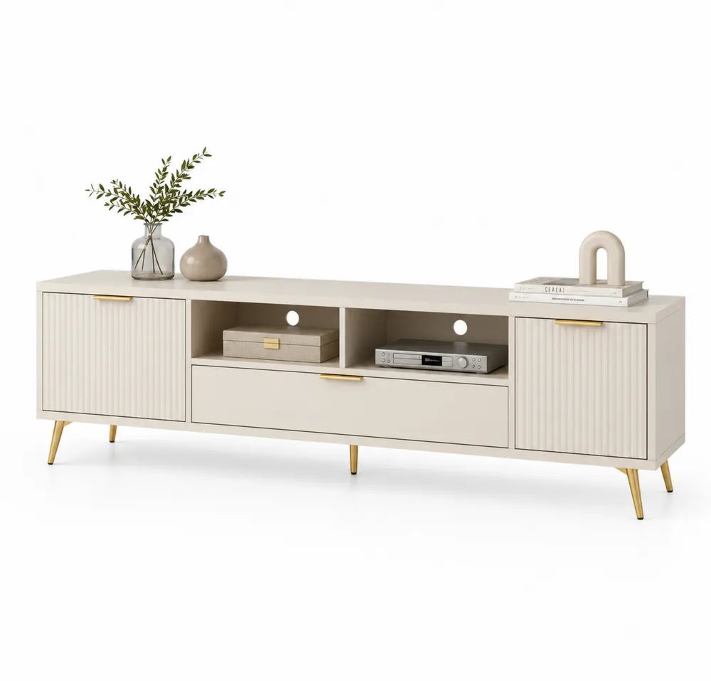 TV-Schrank MDF Beige Metallbeine 180x40x50cm