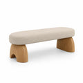 Bank aus Eiche mit Polyesterbezug Beige 120cm