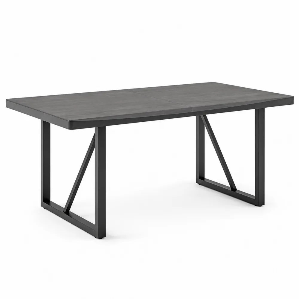 Rechteckiger Esstisch MDF und Stahl Grau 180x90x75 cm