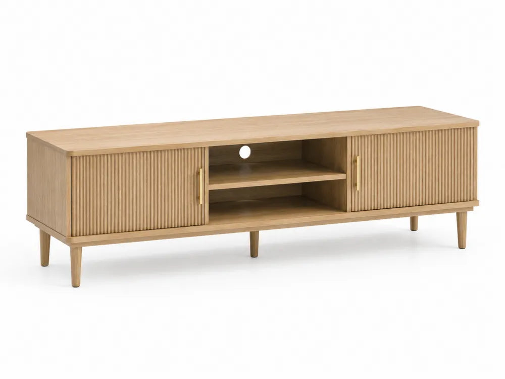 TV-Lowboard aus Eichenholz mit Metallgriffen 180x40x50 cm