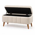 Beige Sitzbank mit Stauraum aus Stoff