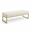 Polsterbank Beige Rechteckig Stoff Metall 120 cm