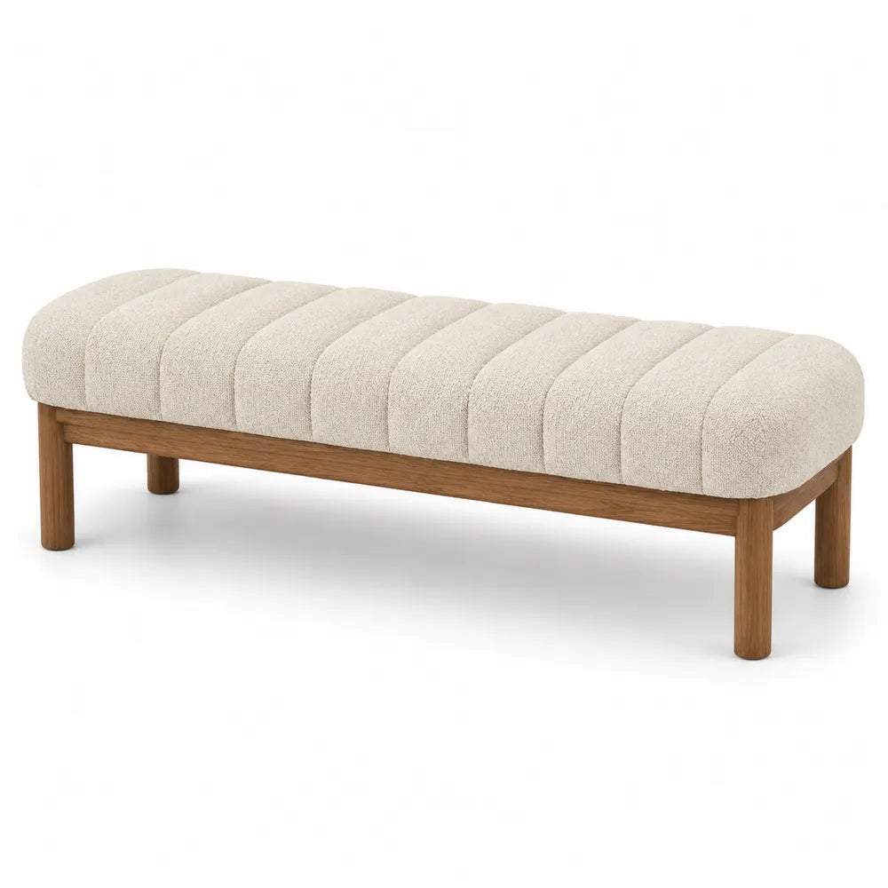 Polsterbank Holz Beige 140x40x45 cm