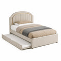 Einzelbett mit Bettkasten aus PU-Leder Beige 200x90 cm