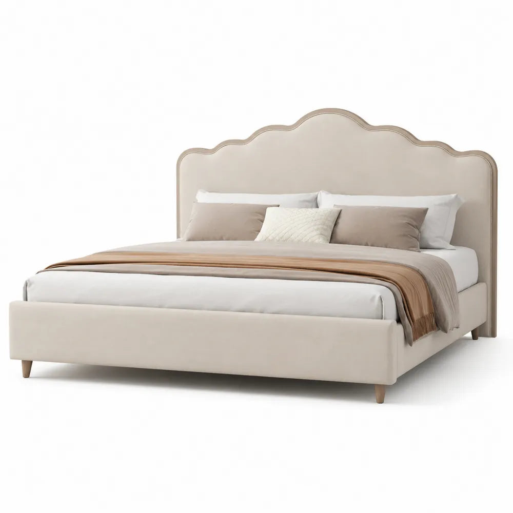 Polsterbett Stoff Beige 200x180 cm
