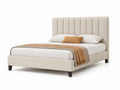 Polsterbett aus Textil mit Holzrahmen 200x160 cm Beige